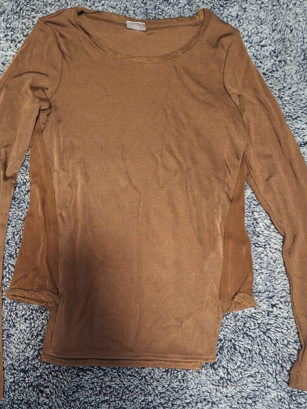 Zara Brown Long Sleeve Scoop Neck Top